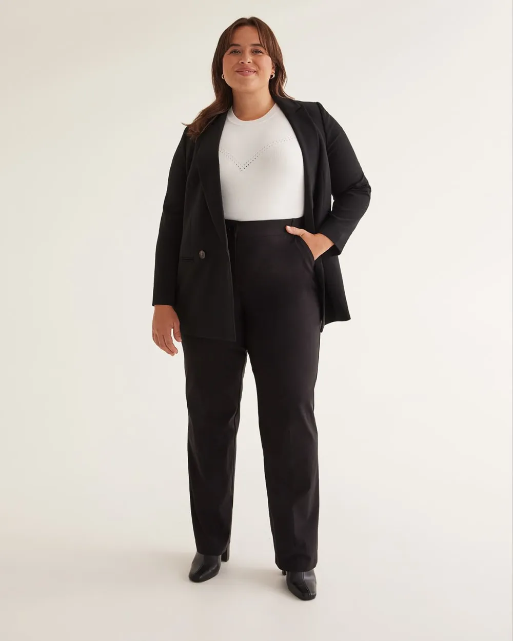 Responsible, Petite, Black Curvy-Fit Straight-Leg Pant