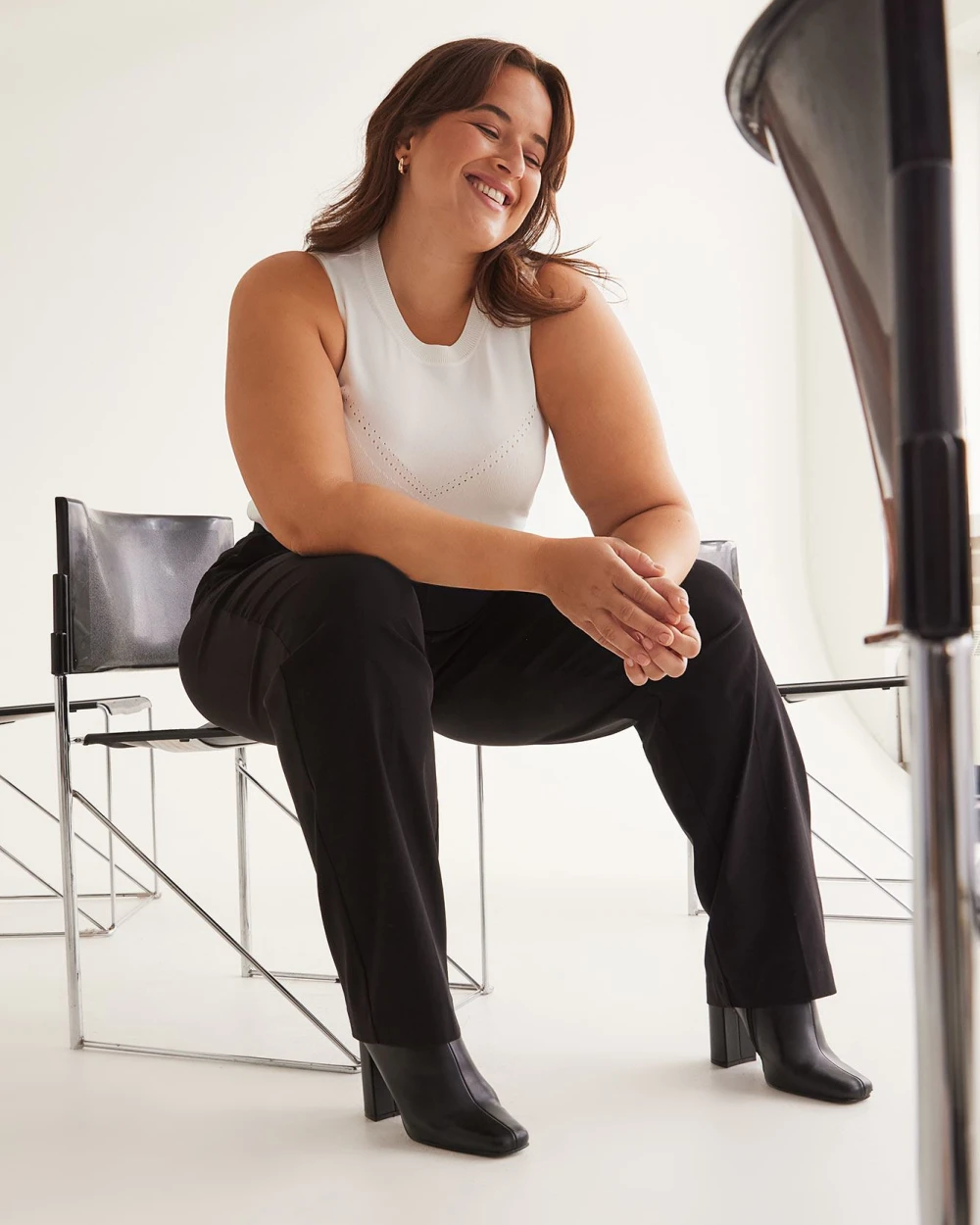 Responsible, Petite, Black Curvy-Fit Straight-Leg Pant