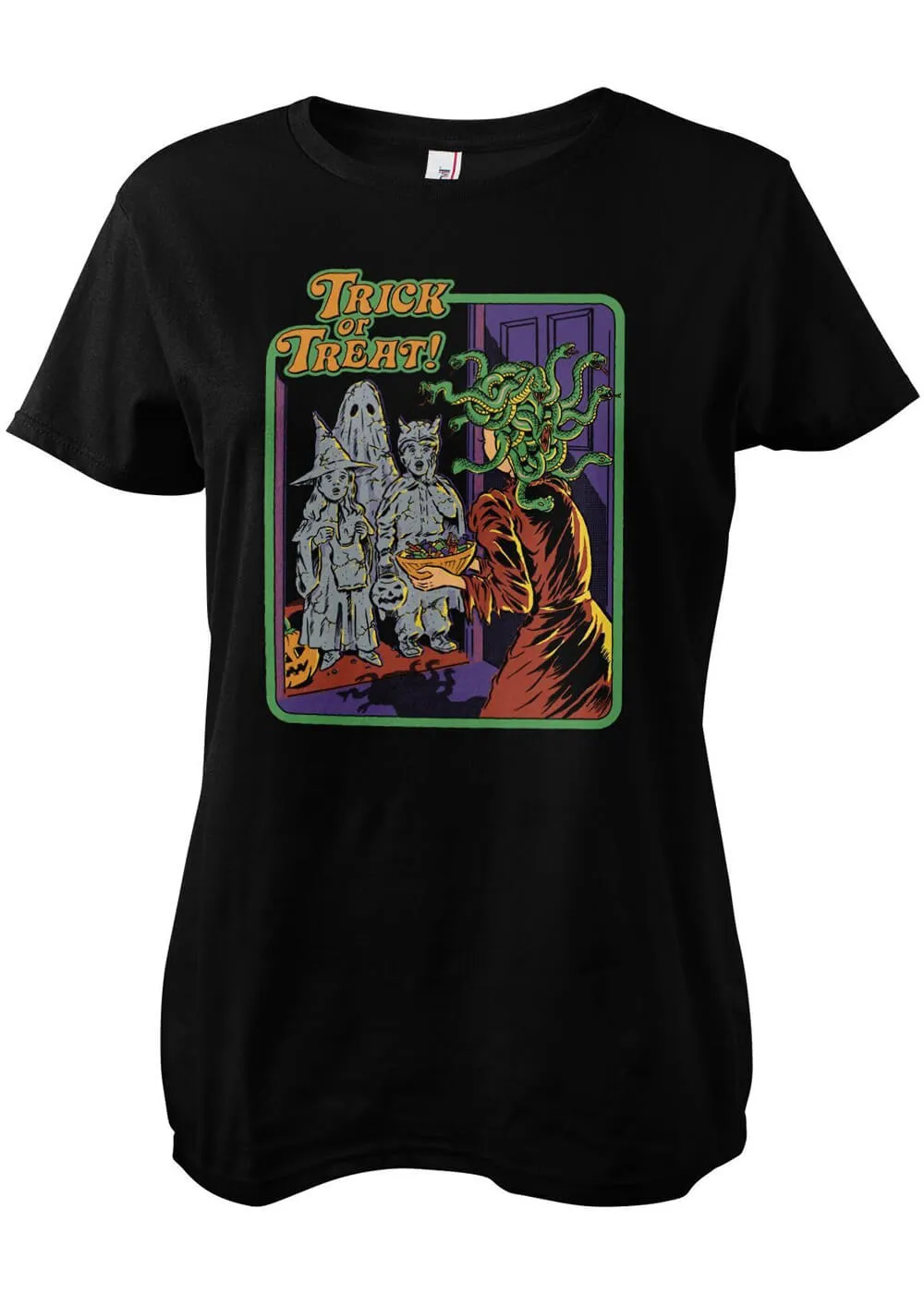 Retro Movies Rhodes Trick Or Treat Girly T-Shirt Black