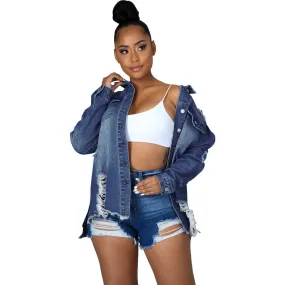 Ripped Cropped Denim Jacket