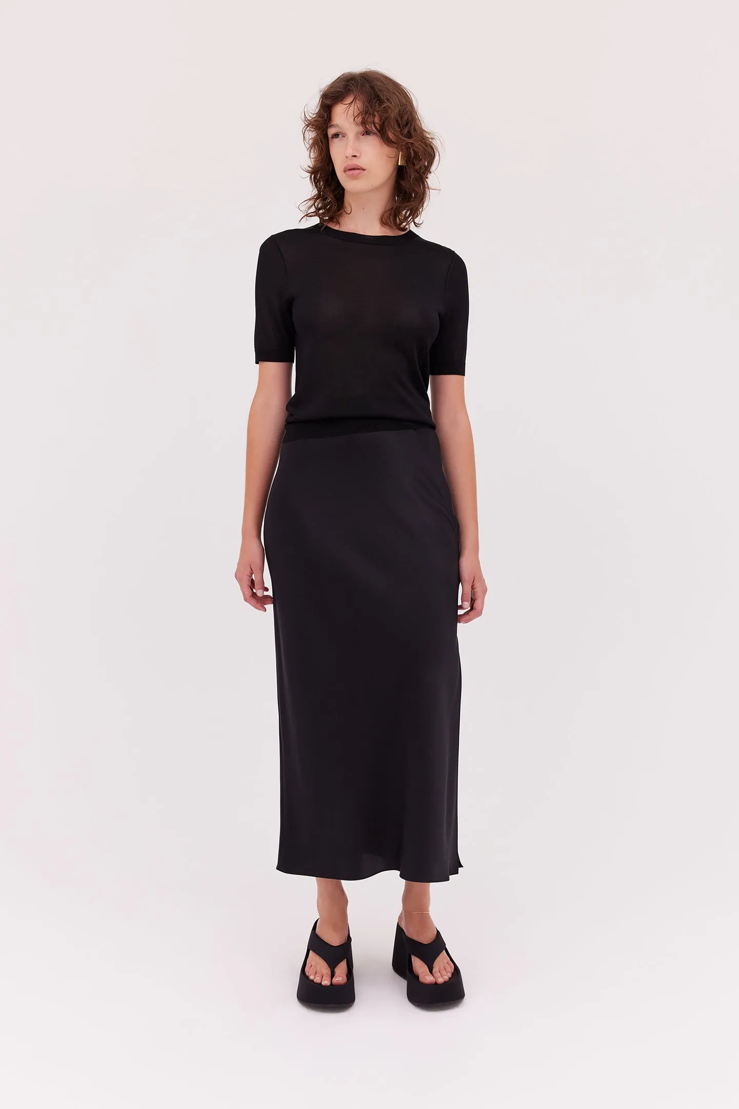 Silk Bias Midi Skirt