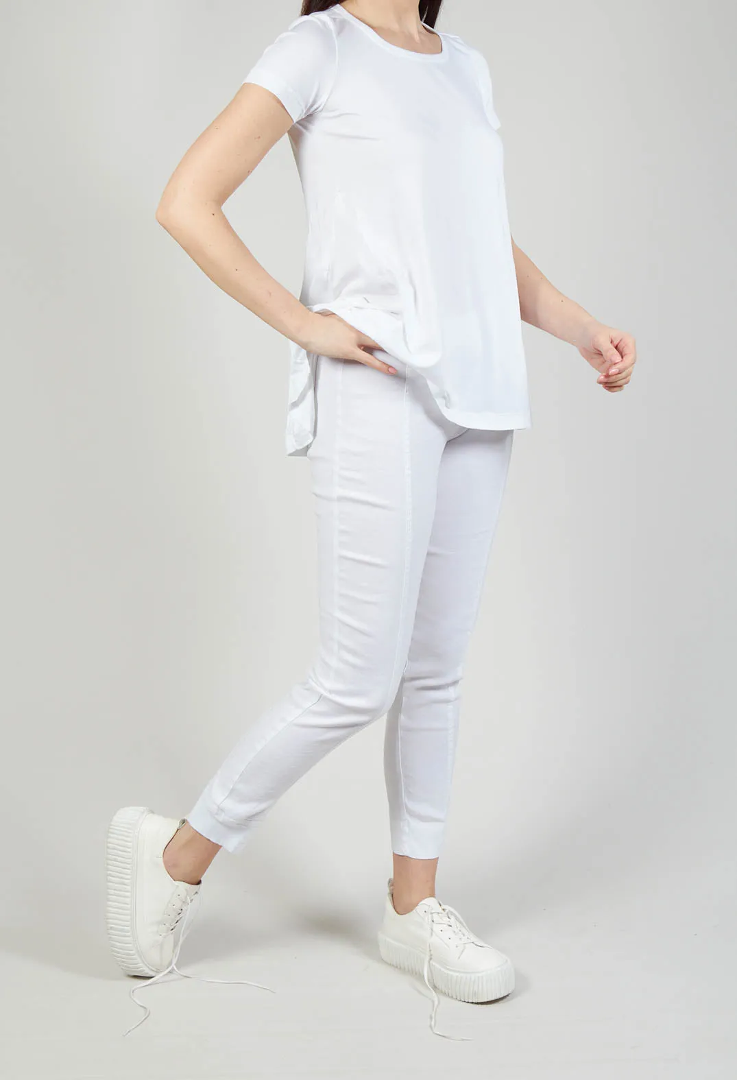 Slim Leg Trousers with Seam Detail in White