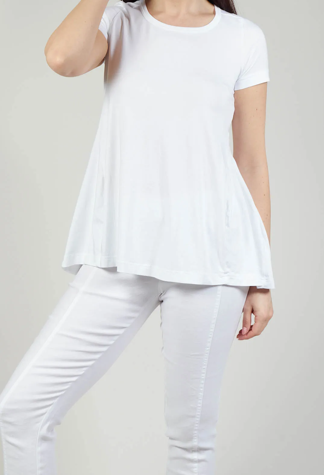 Slim Leg Trousers with Seam Detail in White