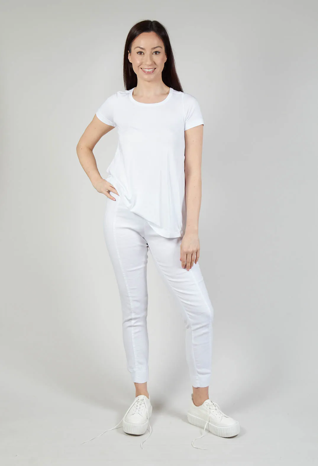 Slim Leg Trousers with Seam Detail in White