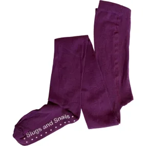 Slugs & Snails Footed Cotton Tights, Plum