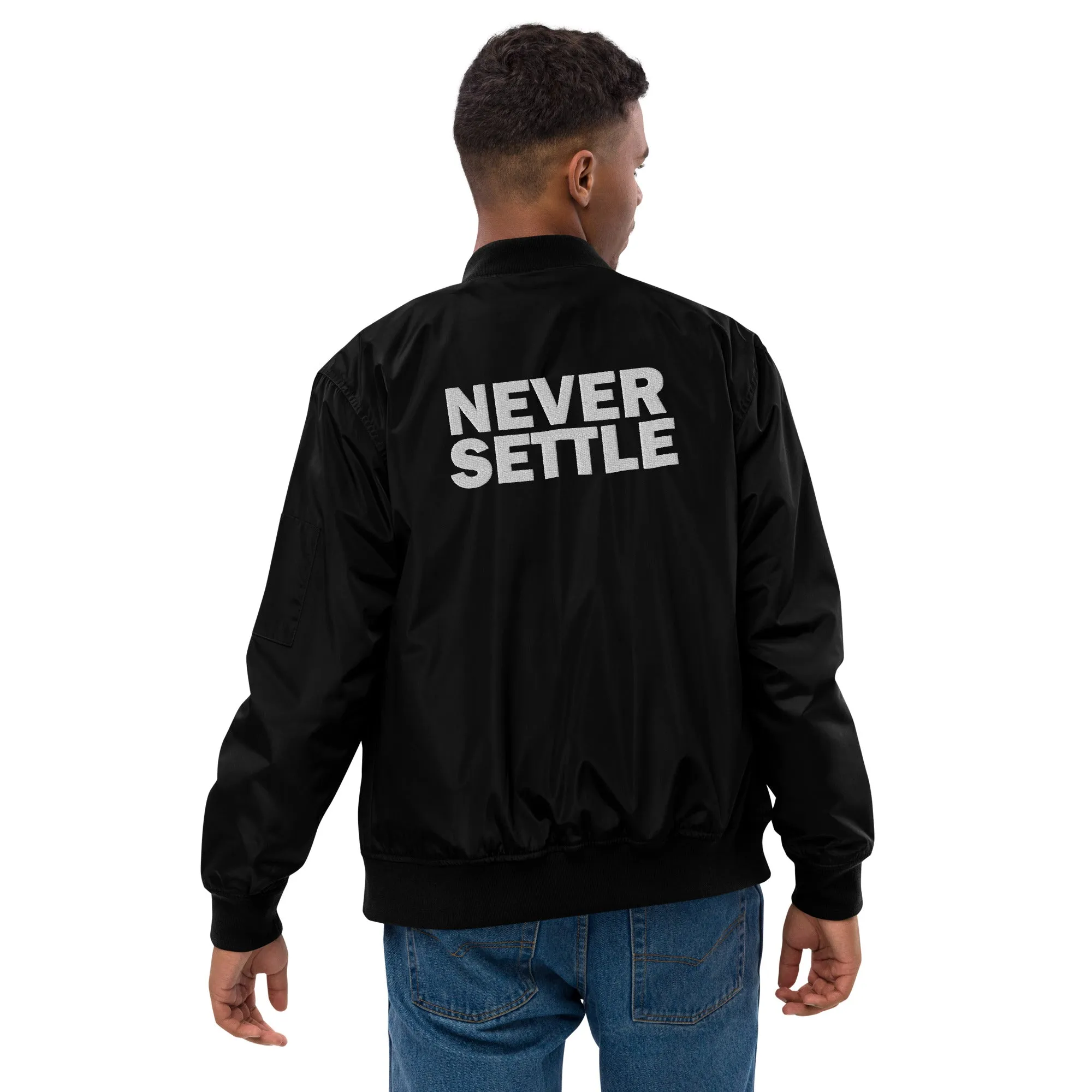 Sqdltd AU23 Never Settle Premium recycled bomber jacket WL