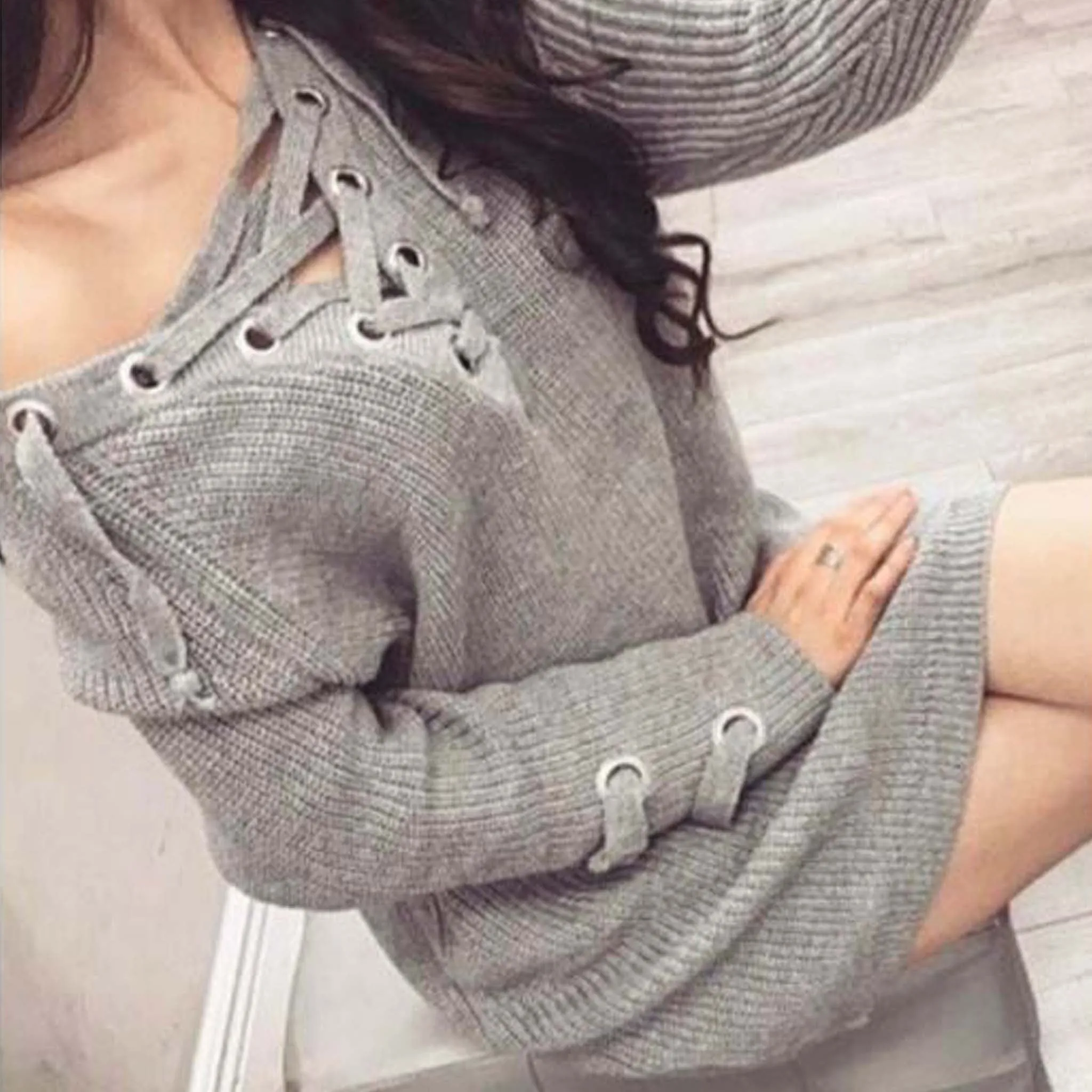 Stevie Lace-Up Sweater Dress