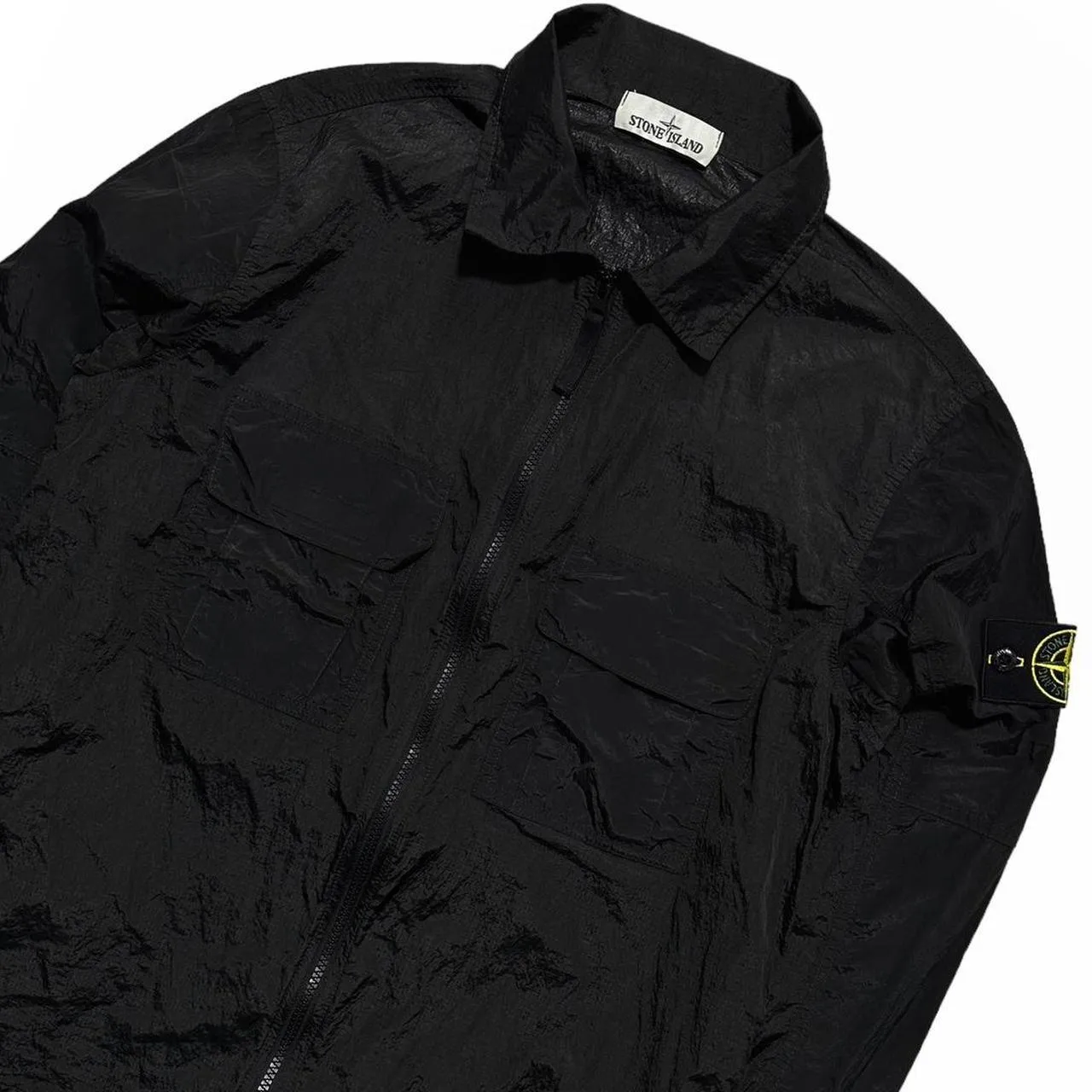 Stone Island Black Double Pocket Nylon Overshirt