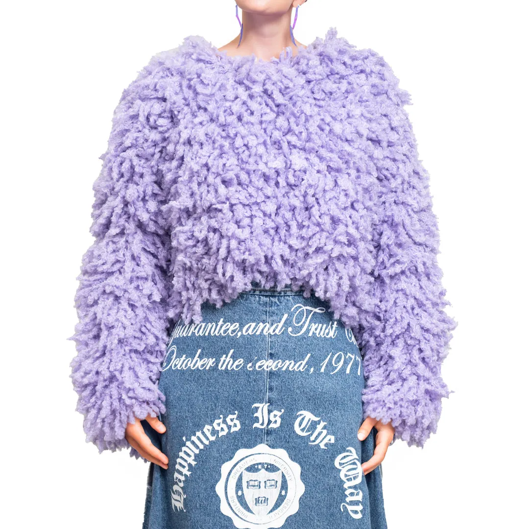 Sweater with Boucle Meta fur concept Lilac