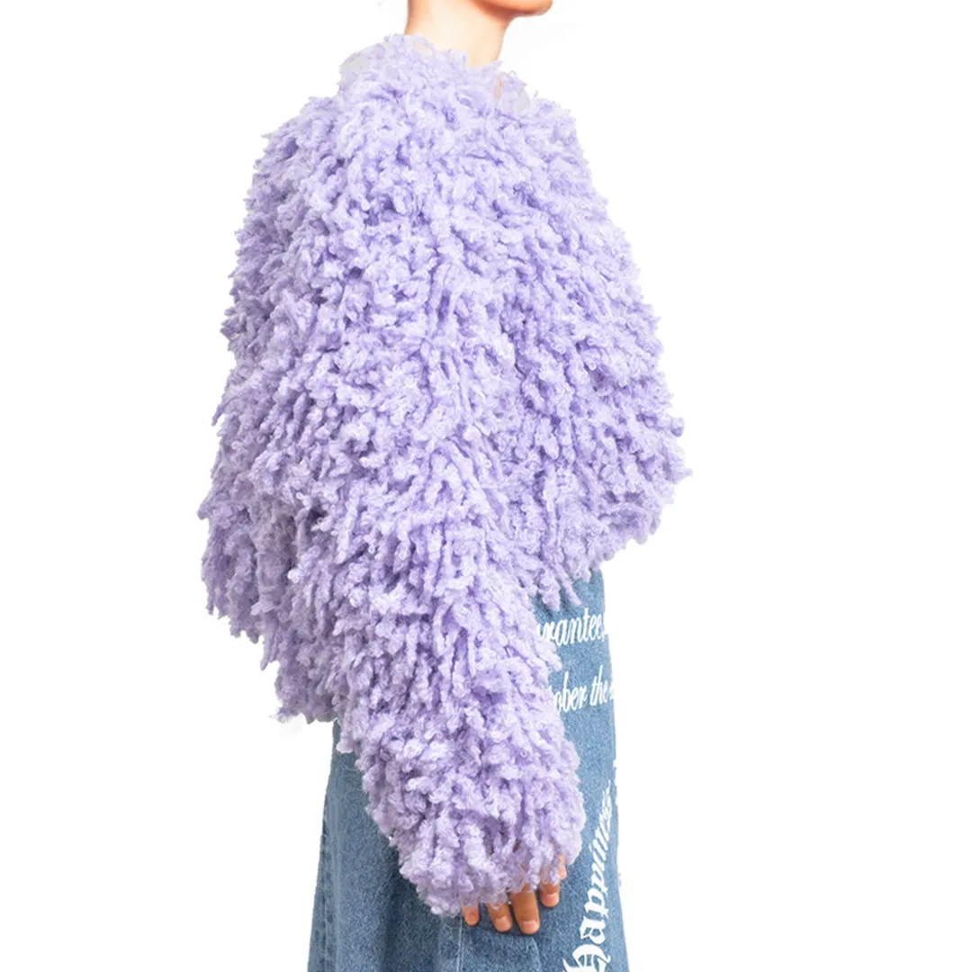 Sweater with Boucle Meta fur concept Lilac