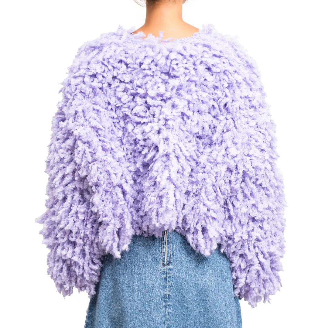 Sweater with Boucle Meta fur concept Lilac