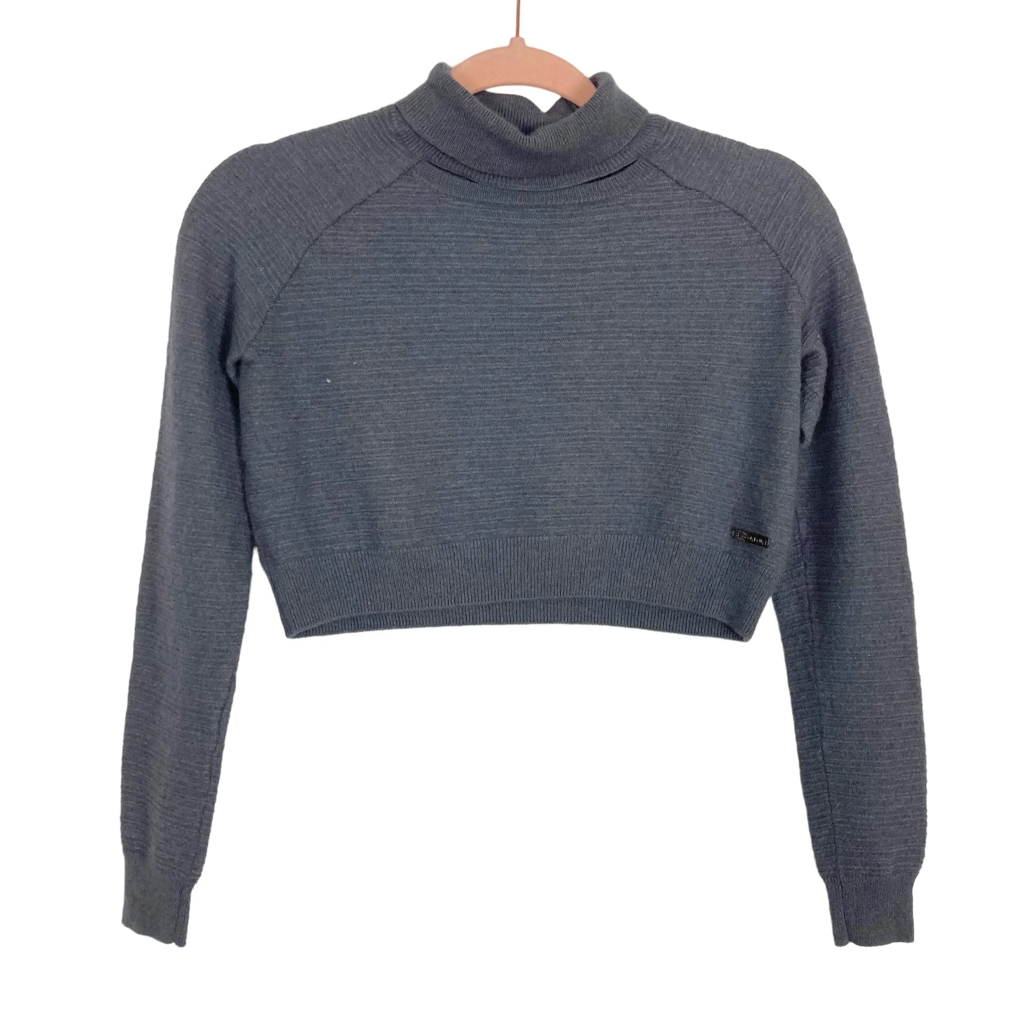 Sweaty Betty Grey Wool Blend Neck Cutout Crop Sweater- Size XS