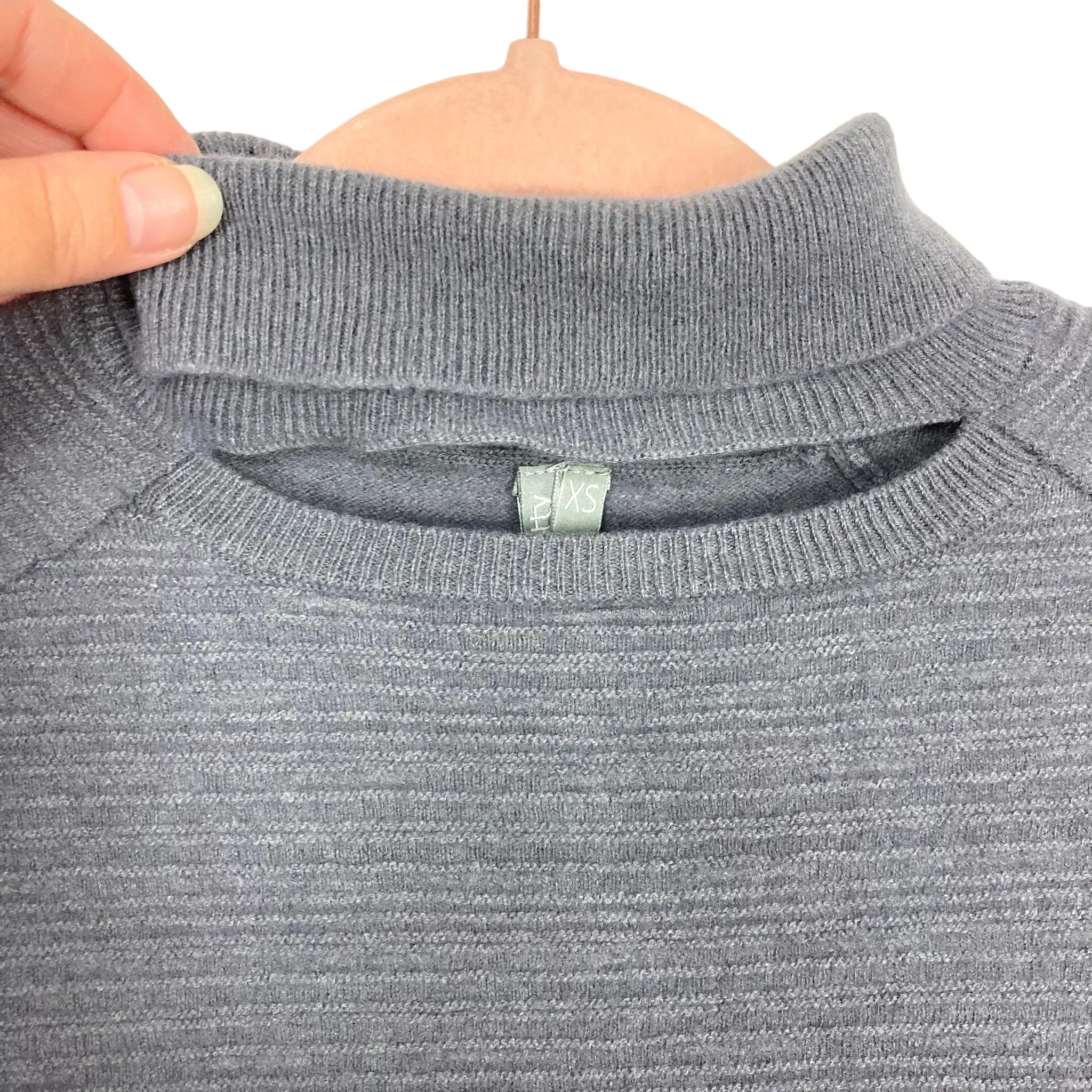 Sweaty Betty Grey Wool Blend Neck Cutout Crop Sweater- Size XS