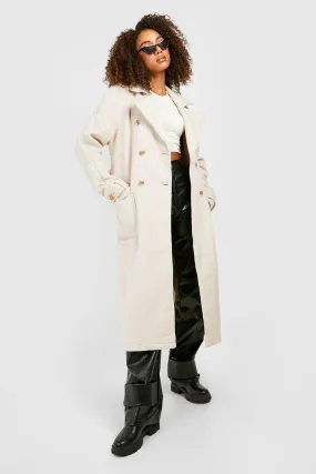 Tall Quilt Detail Wool Look Trench Coat