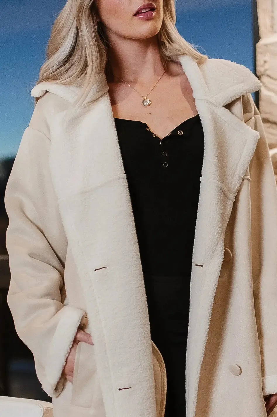 Tessa Sherpa Coat in Cream - FINAL SALE