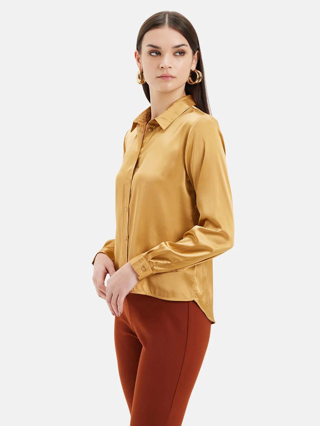 Tia Solid Satin Shirt