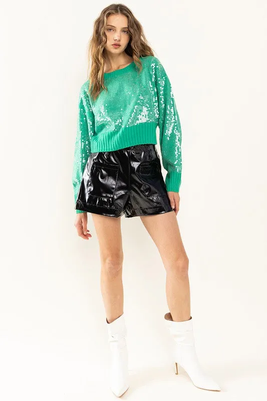 Tis The Sequin Green Sweater