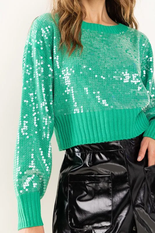 Tis The Sequin Green Sweater