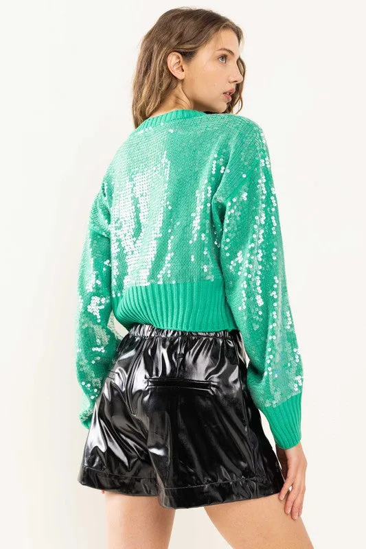 Tis The Sequin Green Sweater