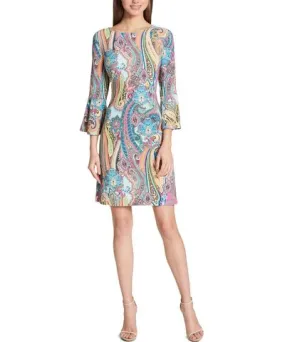 Tommy Hilfiger Petites Jaipur Womens Matte Jersey Paisley Casual Dress