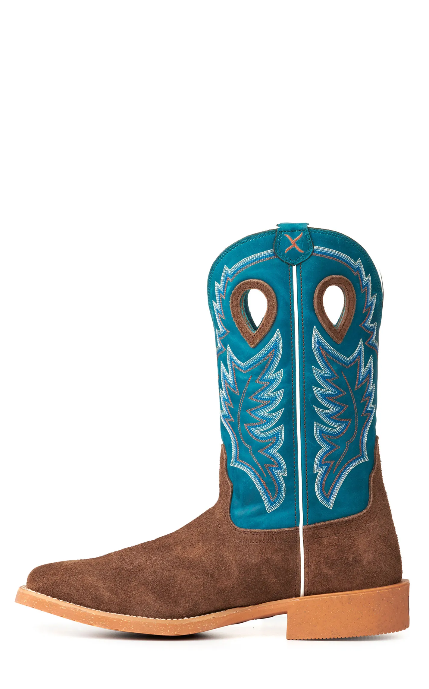 Twisted X Men's Tech X Chocolate Brown and Stormy Blue Wide Square Toe Cowboy Boots