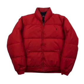 Vintage 90s Red Polo Ralph Lauren Puffer Coat/ Jacket - Large