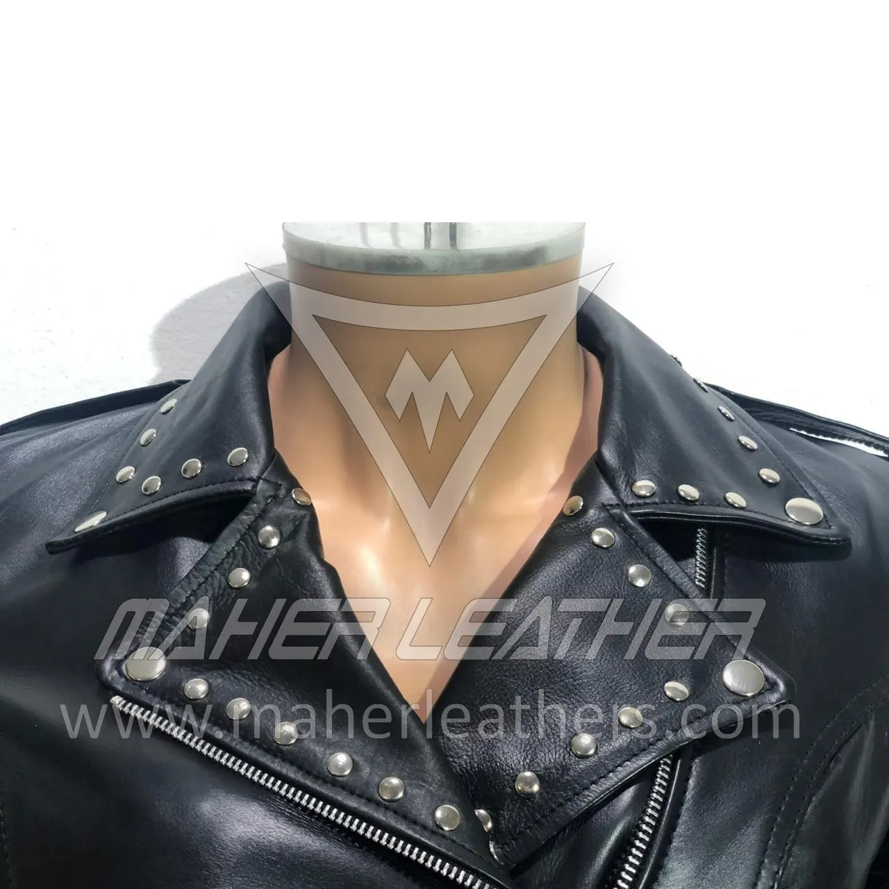 Vintage Asymmetrical Leather Jacket W/ Star Accents