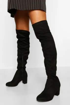 Wide Width Low Block Heel Over The Knee Boot