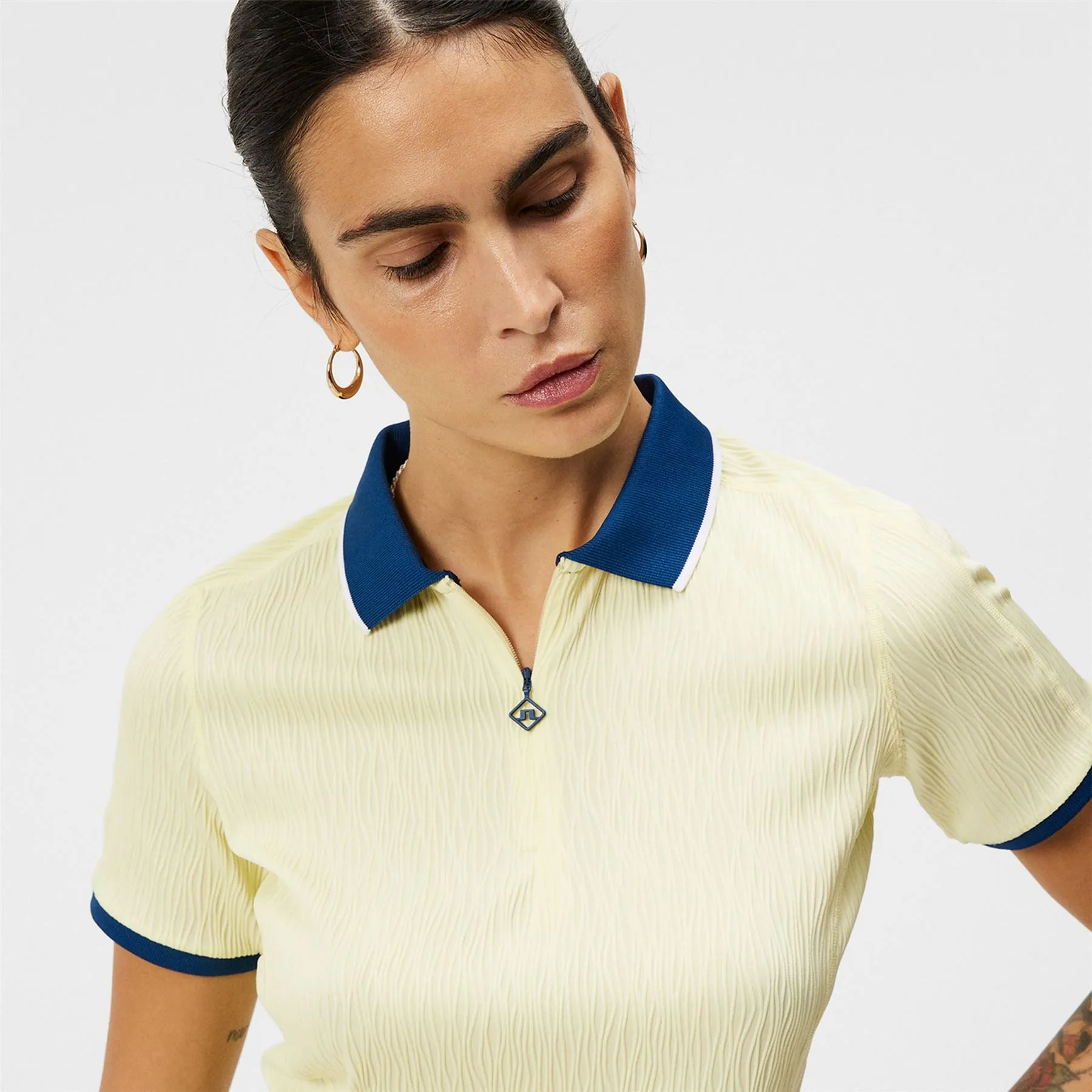 Womens Izara Wave Rib Jersey Polo Wax Yellow - SS24