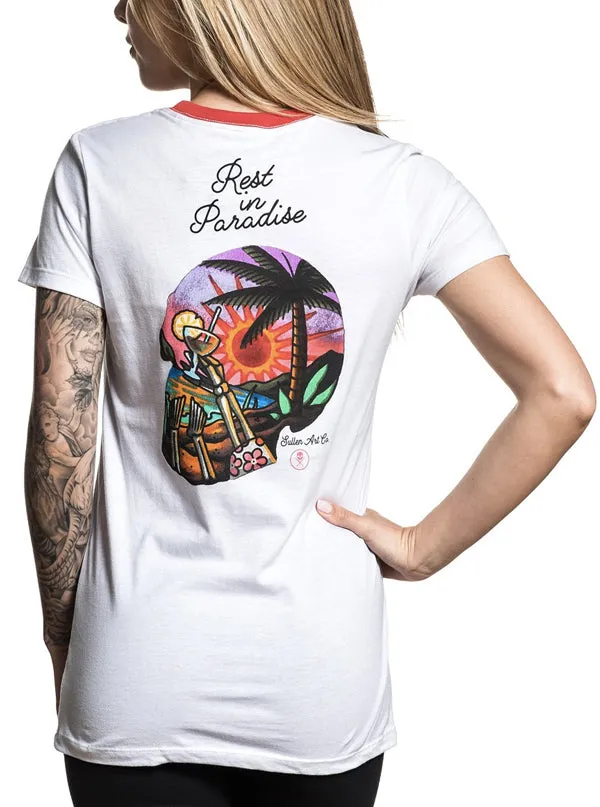 Women's Paradise Ringer Tee (Antique White)