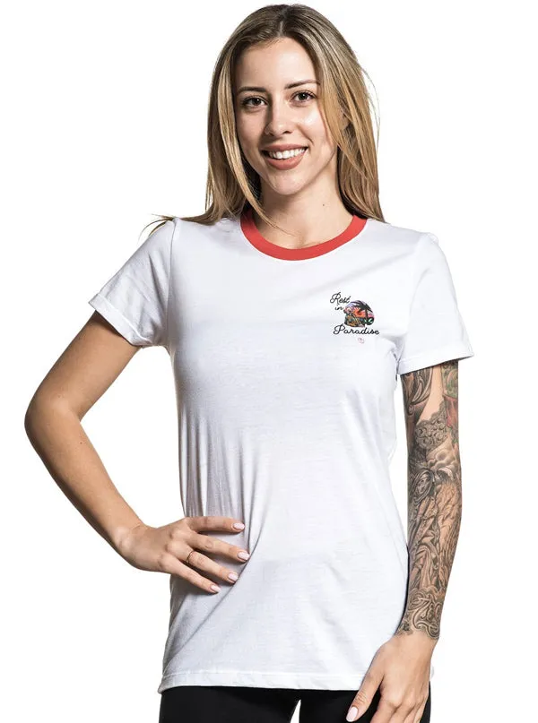 Women's Paradise Ringer Tee (Antique White)